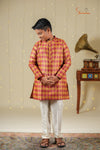Ethnic Waer - Mustard Boys Mughal Jacquard Cotton Kurta Set !!!