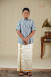 Boys Grey Handloom Ikat Shirt !!!