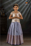 Lavander Tissue Tibu Traditional Pattu Pavadai Set for Girls
