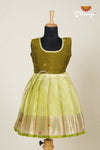 Girls Green Kota Leaf Frock !!!