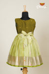 Girls Green Kota Leaf Frock!!!
