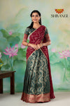 GirlsDarkGreen Golden CocoonHalf Saree Blouse Designs