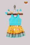 Yellow Pichwai Lotus Just Born Pattu Pavadai for Babies