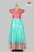 Teal Green Floral Line Long Gown For Girls !!!