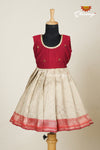 Girls Red Banaras Mughal Frock