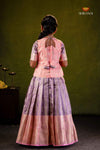 Pink Mango Bloom Traditional Pattu Pavadai Set for Girls