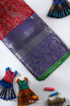 Red Silk Pattu Pavadai Unstitched Material For Kids !!!