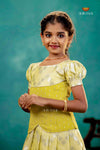 Parrot Green Dancing Star Traditional Pattu Pavadai Set for Girls