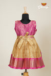 Girls Pink Golden Montain Frock !!!