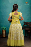 Parrot Green Dancing Star Traditional Pattu Pavadai Set for Girls