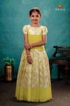 Parrot Green Dancing Star Traditional Pattu Pavadai Set for Girls