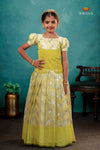 Parrot Green Dancing Star Traditional Pattu Pavadai Set for Girls