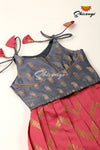 Peach Floral Link Just Born Pattu Pavadai For Babies !!!