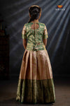 Green Bird Of Paradise Traditional Pattu Pavadai Set for Girls