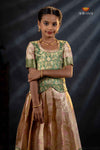 Green Bird Of Paradise Traditional Pattu Pavadai Set for Girls