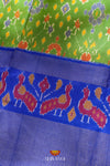 Green Pochampally Silk Pattu Pavadai Unstitched Material For Kids !!!