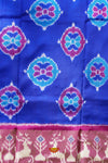 Blue Pochampally Silk Pattu Pavadai Unstitched Material For Kids !!!