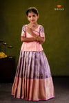 Pink Mango Bloom Traditional Pattu Pavadai Set for Girls