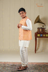 Ethnic Waer - Peach Boys Floral Nehru Jacket With Kurta Set !!!