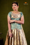 Ramar Green Golden Tulip Traditional Pattu Pavadai Set for Girls