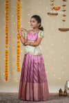 Festive Collection - Pink Floral Spindle Pattu Pavadai !!!