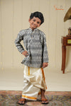 Boys Black and White Ikat Cotton Kurta !!!