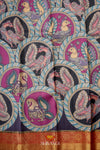 Purple Floral Handloom Pure Kanjivaram Silk Kalamkari Saree !!!