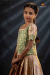 Green Bird Of Paradise Traditional Pattu Pavadai Set for Girls
