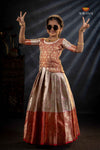 Red Bird Of Paradise Traditional Pattu Pavadai Set for Girls