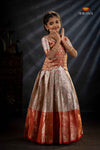 Red Bird Of Paradise Traditional Pattu Pavadai Set for Girls