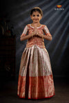 Red Bird Of Paradise Traditional Pattu Pavadai Set for Girls