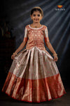 Red Bird Of Paradise Traditional Pattu Pavadai Set for Girls