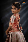 Red Bird Of Paradise Traditional Pattu Pavadai Set for Girls