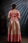 Pink Bird Of Paradise Traditional Pattu Pavadai Set for Girls