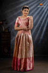 Pink Bird Of Paradise Traditional Pattu Pavadai Set for Girls