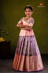 Pink Mango Bloom Traditional Pattu Pavadai Set for Girls