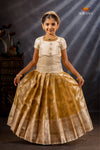 Mustard Yellow Tissue Cluster Traditional Pattu Pavadai Set for Girls