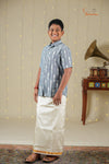 Boys Grey Handloom Ikat Shirt !!!