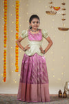 Festive Collection - Pink Floral Spindle Pattu Pavadai !!!
