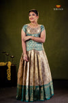 Ramar Green Golden Tulip Traditional Pattu Pavadai Set for Girls