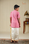 Boys Peach and Red Cotton Kurta !!!