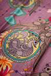 Magenta Floral Handloom Pure Kanjivaram Silk Kalamkari Saree !!!