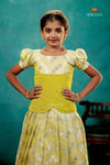Parrot Green Dancing Star Traditional Pattu Pavadai Set for Girls