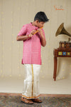 Boys Peach and Red Cotton Kurta !!!