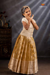 Mustard Yellow Tissue Cluster Traditional Pattu Pavadai Set for Girls