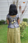 Navy Blue Onam brocade Traditional Pattu Pavadai Set for Girls