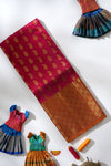 Red Pattu Pavadai Unstitched Material For Kids !!!