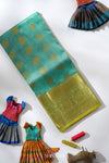 Sky Blue Silk Pattu Pavadai Unstitched Material For Kids !!!