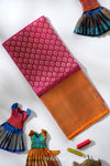 Red Silk Pattu Pavadai Unstitched Material For Kids !!!