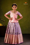 Pink Mango Bloom Traditional Pattu Pavadai Set for Girls